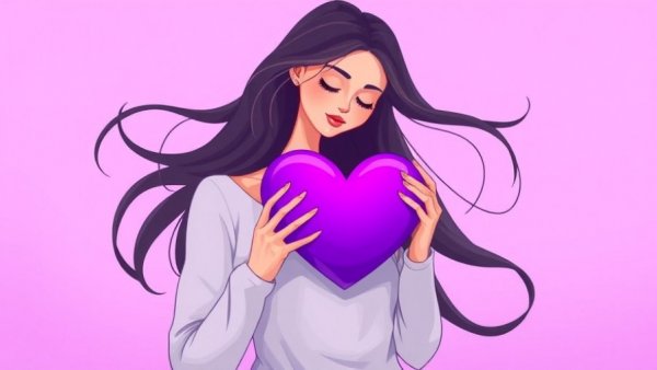 Reflective journaling for self-empowerment illustrated by a serene woman with a heart.