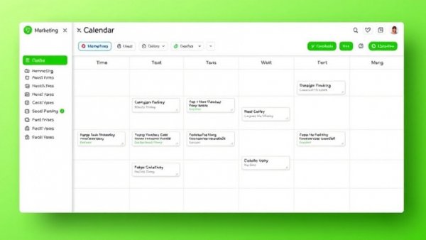 Customizable marketing calendar for 2026 interface with vibrant features.