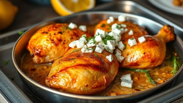 January seasonal recipes: vibrant roasted chicken with herbs and lemon.