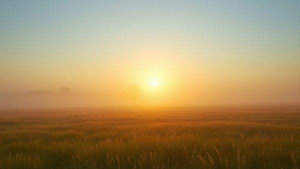 Ethereal sunrise over misty meadow, symbolizing letting go and coping strategies.