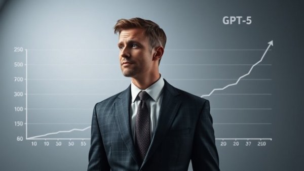 Man in suit reacts to GPT-5 AI Testing Breakthrough surpassing human level.