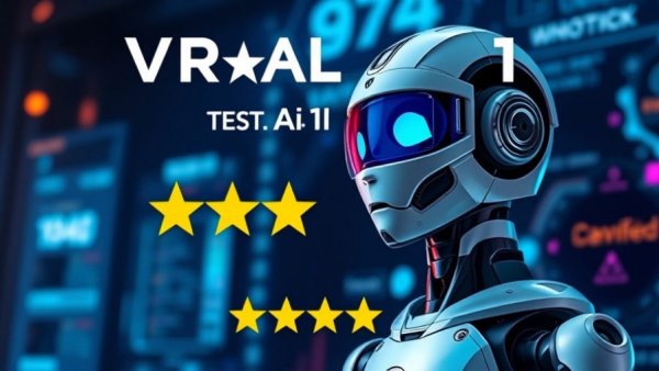 AI Character Chatbot Pricing ad with model and stars.