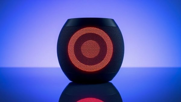 AI-Powered xboom Speakers showcasing vibrant LED lights on a sleek design.