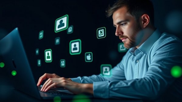 Interactive digital interface of new ChatGPT apps with focused man.