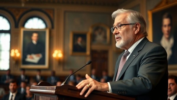 Distinguished man speaking about aspirin dosage risks at conference.