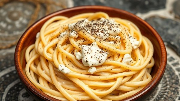 Creamy Cottage Cheese Alfredo Sauce on linguine in a rustic bowl.