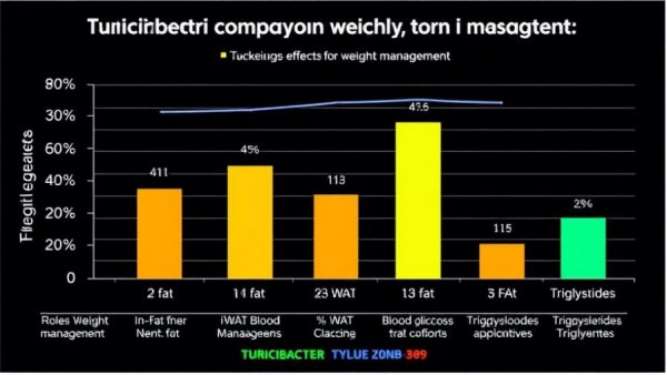 Graph of Turicibacter's impact on weight management metrics, including fat and glucose.