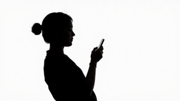 Silhouette of a person with smartphone beside tech logo, AI tools theme.