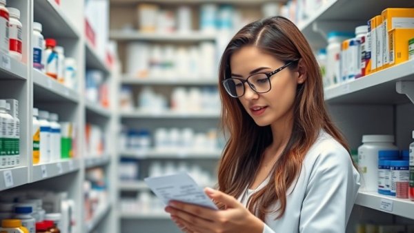 Pharmacist checking prescription amidst the AI prescription refill pilot.