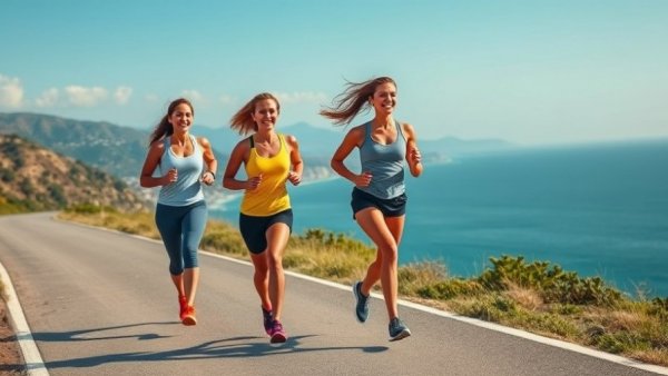 Women running along a coastline, challenging women's health myths.