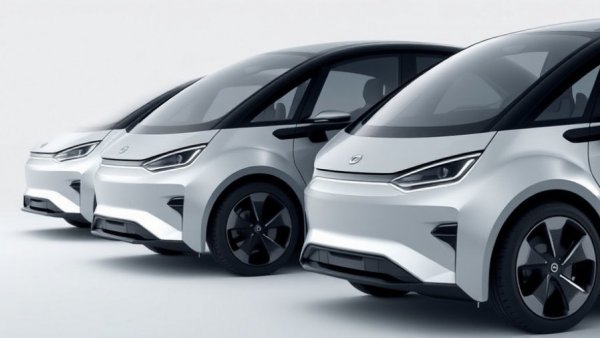Sleek modern electric cars showcasing advanced design and Physical AI in Automotive.