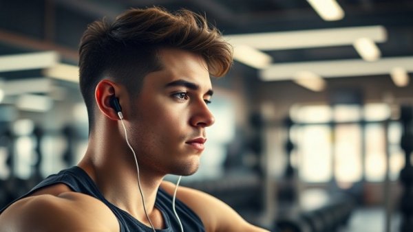 Young man resting in gym, AI workout plans for beginners