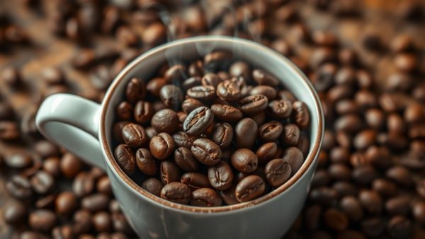Steaming coffee beans in a cup, enhancing diabetes management.