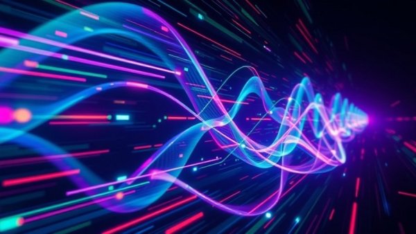 Vibrant digital data waveforms illustrating data-driven innovation for growth in 2026.