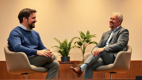 Two men discussing AI in Healthcare Integration on stage