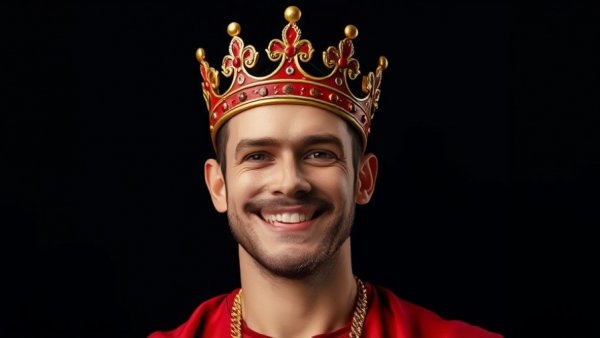 Google Winning the AI Race image with smiling crowned man.