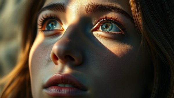 Young woman overcoming self-limiting beliefs, determined gaze.