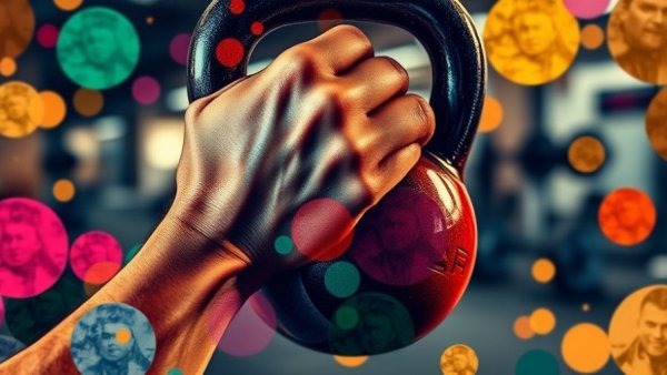 Collage depicting metabolic health concepts with kettlebell and patterns.