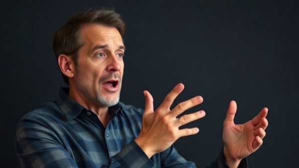 Energetic person discussing Nvidia self-driving technology on dark background.