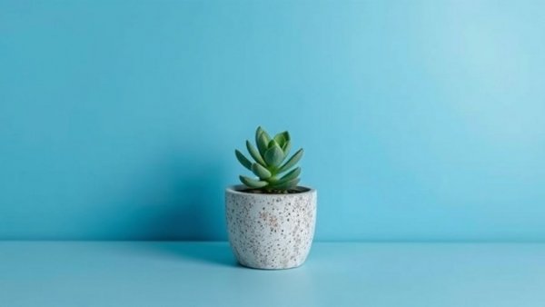 Minimalist succulent on blue wall. How to overcome Blue Monday mood.