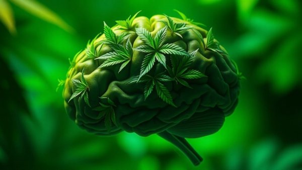 Cannabis brain illustration for chronic neuropathic pain relief.