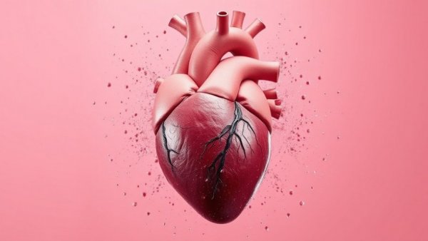 Human heart exploding into particles, symbolizing kidney disease heart failure connection.
