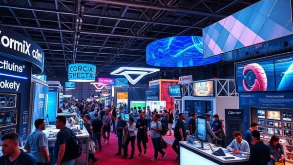 CES 2026 Tech Innovations showcase with vibrant tech displays.