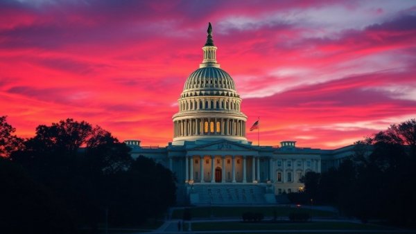 US Capitol in colorful abstract style reflecting Pro-AI Super PACs in Midterms