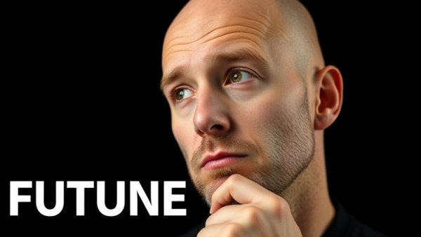 Contemplative man thinking about life after AGI, cinematic shot.