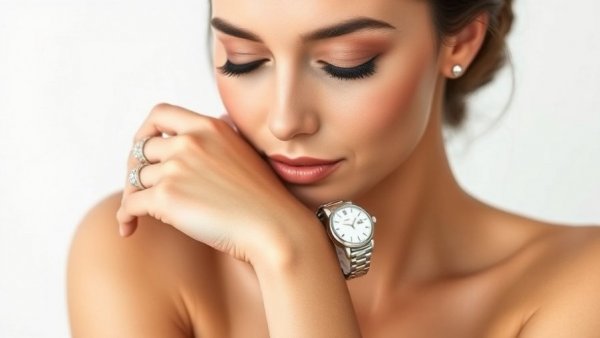 Elegant woman with tennis bracelet and luxury watch.