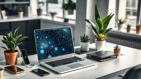 Laptop with network graphic in office, Understanding Claude's Outage Impact.