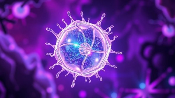 Colorful depiction of senescent astrocytes and TSP-1 in space.