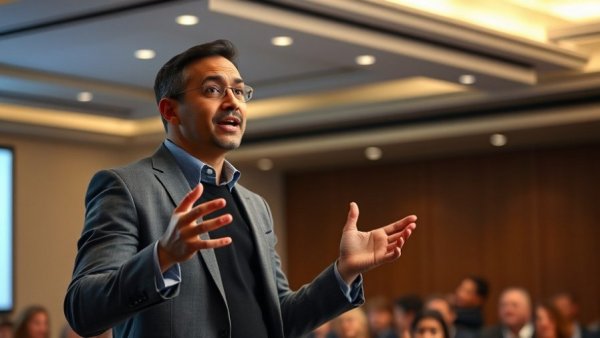 Motivational speaker giving an engaging speech about what to do with your life.