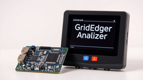 Universal GridEdge Analyzer alongside circuit board, detailed view.