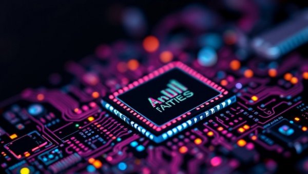 Colorful microchip design related to Microsoft Maia AI Accelerator.