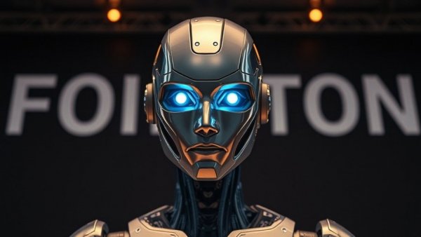 Kimi K2.5 AI Technology presentation by humanoid robot.