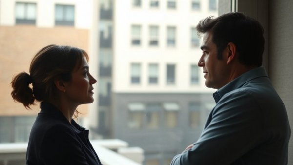 Emotional intelligence in leadership: two people in thoughtful conversation through a window.