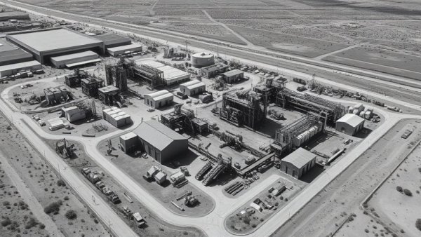 Industrial site aerial view showcasing gas infrastructure development.