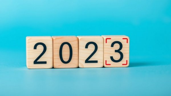 Wooden blocks with '2023' and 'AI' symbolizing AI lead generation strategies.