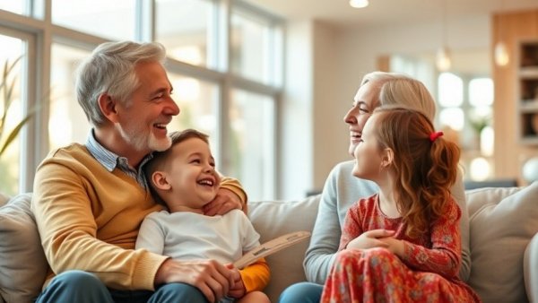 Happy grandparents slowing cognitive decline with grandkids.