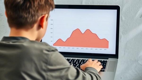 Graph on laptop screen showing decline in Google Ads clicks.
