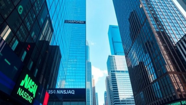 Stock market reflections on city buildings during Ethos Technologies IPO.