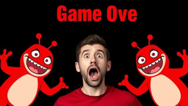 Clawdbot Break Everything: Surprised man with cartoon creatures, Game Over banner.