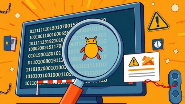 WordPress crawl budget issues illustration with bug and binary code.