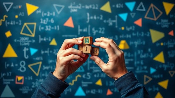 Creative collage of AI solutions for math problems with blocks and equations.