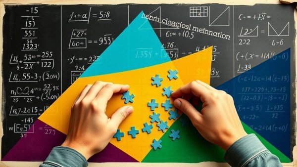 AI solves long-standing math problems in abstract collage.