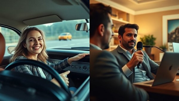 Engaging split-screen illustrating audio-to-video technology