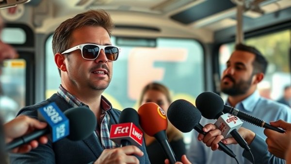 Interview scene with man discussing 'OpenAI abandons io branding' outdoors.