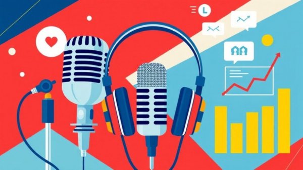 Illustration of multimedia elements for health news, including microphones and charts.