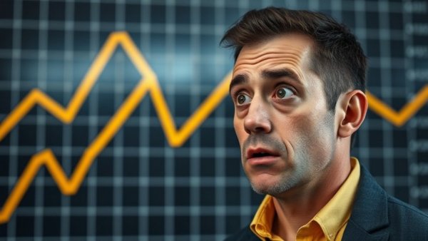 Man reacting to scariest chart in AI, dramatic graph.